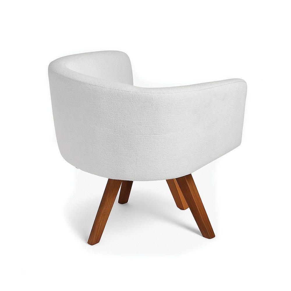 Poltrona Sala Base Giratória Madeira Arielle Bouclê Cinza D03 - D'rossi - 6