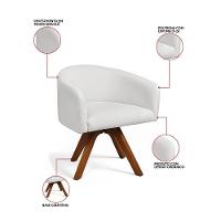 Poltrona Sala Base Giratória Madeira Arielle Bouclê Cinza D03 - D'rossi - 3