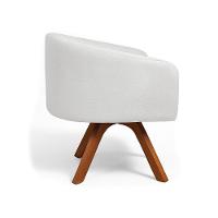 Poltrona Sala Base Giratória Madeira Arielle Bouclê Cinza D03 - D'rossi - 5