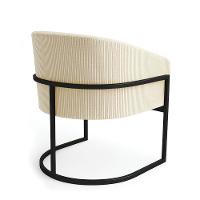 Poltrona Sala Industrial Preto Kit 2 Arielle Veludo Cotelê Bege D03 - D'rossi - 2