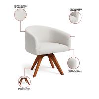 Poltrona Sala Base Giratória Madeira Arielle Linho D03 - D'rossi Cinza - 3