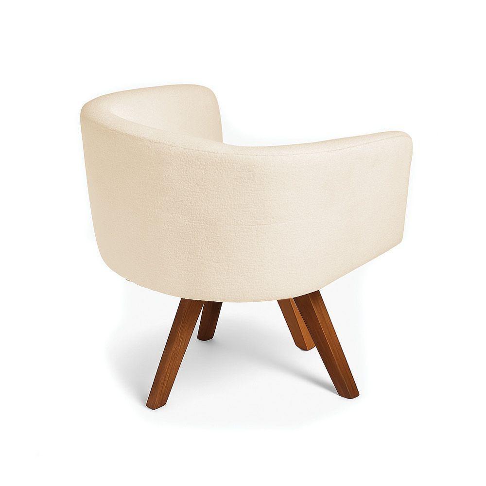 Poltrona Sala Base Giratória Madeira Arielle Bouclê D03 - D'rossi Bege - 6