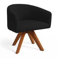 Poltrona Sala Base Giratória Madeira Arielle Suede Preto D03 - D'rossi - 2