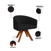 Poltrona Sala Base Giratória Madeira Arielle Suede Preto D03 - D'rossi - 3