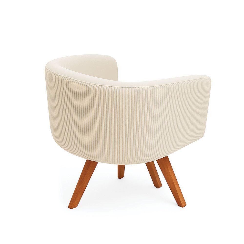 Poltrona Sala Base Giratória Madeira Arielle Veludo Cotelê D03 - D'rossi Bege - 6