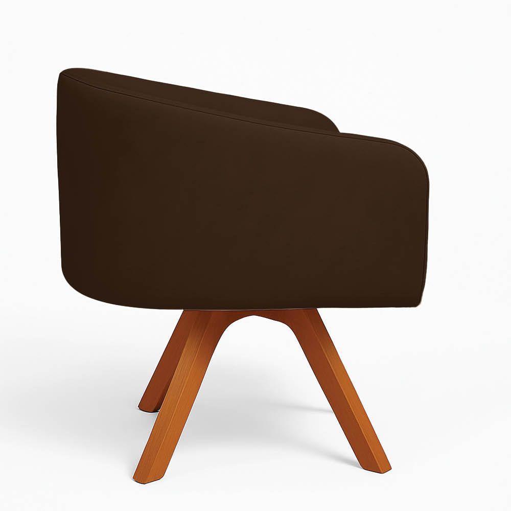 Poltrona Sala Base Giratória Madeira Arielle Suede D03 - D'rossi Marrom - 5