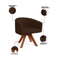 Poltrona Sala Base Giratória Madeira Arielle Suede D03 - D'rossi Marrom - 3