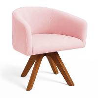 Poltrona Sala Base Giratória Madeira Arielle Suede D03 - D'rossi Rosa Bebê - 2