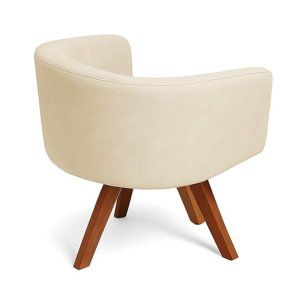 Poltrona Sala Base Giratória Madeira Arielle Suede D03 - D'rossi Bege - 6