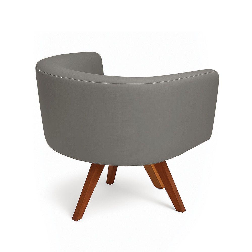 Poltrona Sala Base Giratória Madeira Arielle Linho D03 - D'rossi Grafite - 6