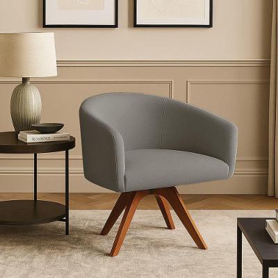 Poltrona Sala Base Giratória Madeira Arielle Linho D03 - D'rossi Grafite