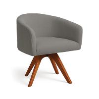 Poltrona Sala Base Giratória Madeira Arielle Linho D03 - D'rossi Grafite - 2