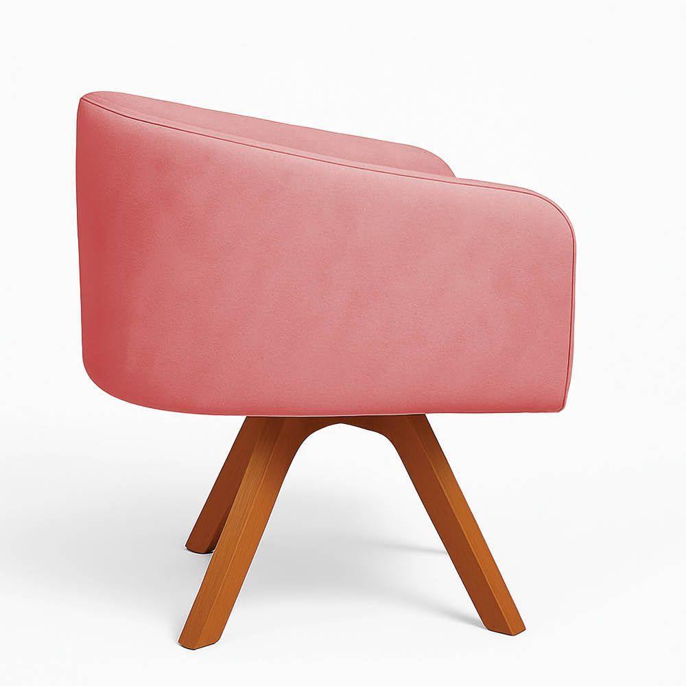 Poltrona Sala Base Giratória Madeira Arielle Suede Rose D03 - D'rossi - 5