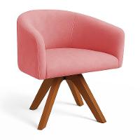 Poltrona Sala Base Giratória Madeira Arielle Suede Rose D03 - D'rossi - 2