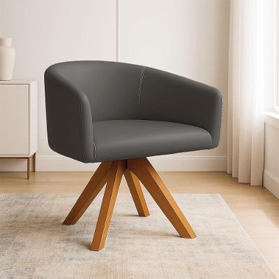 Poltrona Sala Base Giratória Madeira Arielle Sintético D03 - D'rossi Grafite