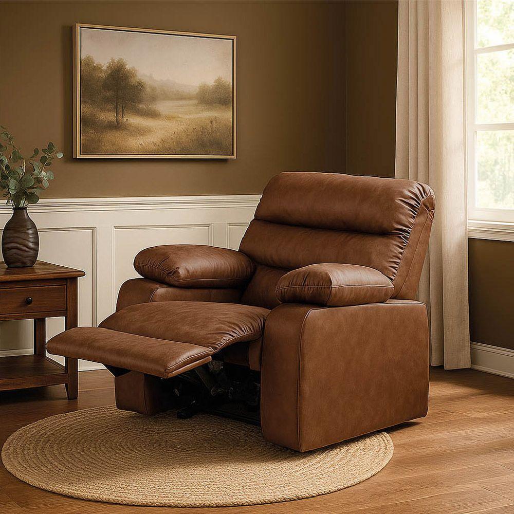 Poltrona Do Papai Reclinável Retrátil Naaman Sintético Pu K01 - D'rossi Marrom - 1