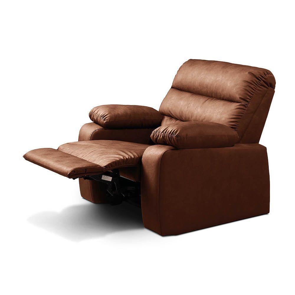 Poltrona Do Papai Reclinável Retrátil Naaman Sintético Pu K01 - D'rossi Marrom - 5