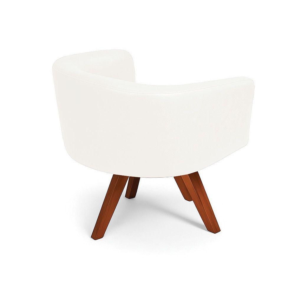 Poltrona Sala Base Giratória Madeira Arielle Sintético Pu Branco D03 - D'rossi - 6