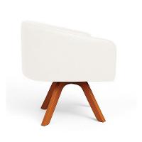 Poltrona Sala Base Giratória Madeira Arielle Sintético Pu Branco D03 - D'rossi - 5