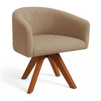 Poltrona Sala Base Giratória Madeira Arielle Suede Marrom Rato D03 - D'rossi - 2