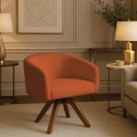 Poltrona Sala Base Giratória Madeira Arielle Bouclê D03 - D'rossi Terracota - 1