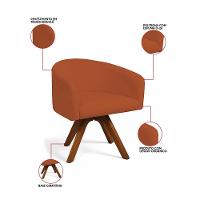Poltrona Sala Base Giratória Madeira Arielle Bouclê D03 - D'rossi Terracota - 3