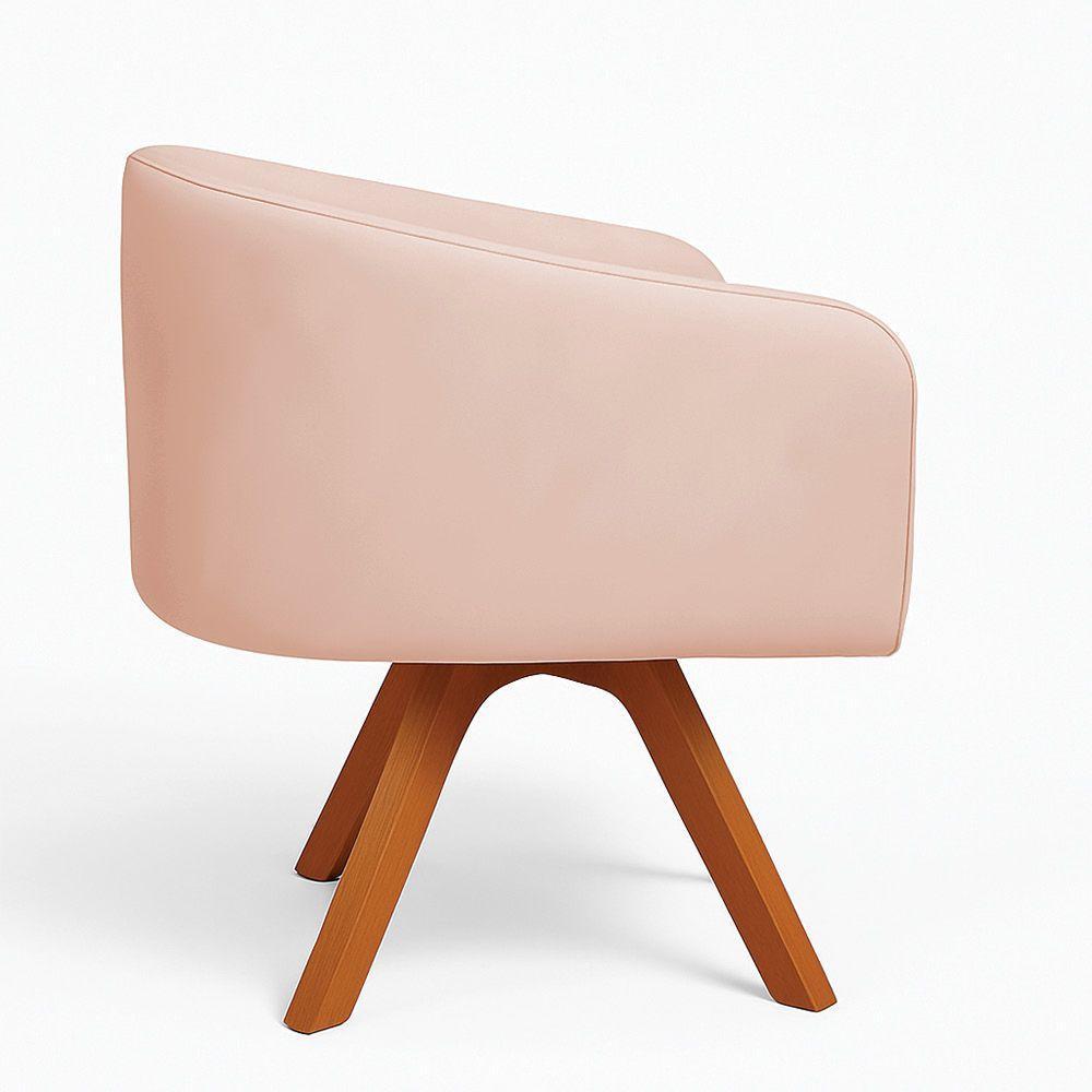 Poltrona Sala Base Giratória Madeira Arielle Veludo Rosê D03 - D'rossi - 5