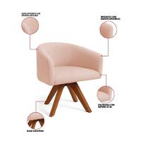 Poltrona Sala Base Giratória Madeira Arielle Veludo Rosê D03 - D'rossi - 2