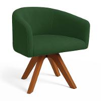 Poltrona Sala Base Giratória Madeira Arielle Suede Verde D03 - D'rossi - 2