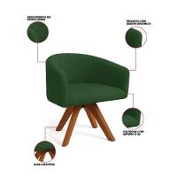 Poltrona Sala Base Giratória Madeira Arielle Suede Verde D03 - D'rossi - 3