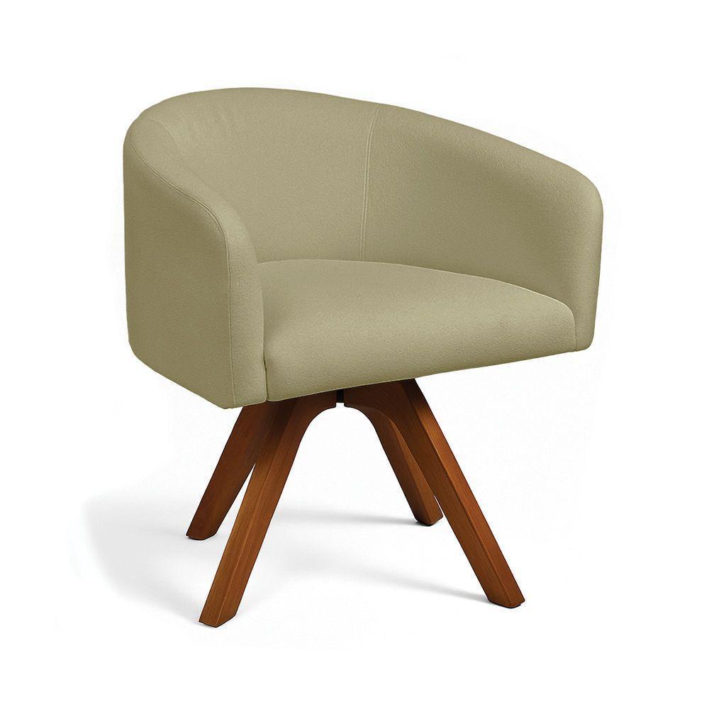 Poltrona Sala Base Giratória Madeira Arielle Bouclê D03 - D'rossi Pistache - 2