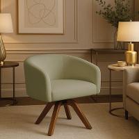 Poltrona Sala Base Giratória Madeira Arielle Bouclê D03 - D'rossi Pistache - 1