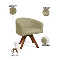 Poltrona Sala Base Giratória Madeira Arielle Bouclê D03 - D'rossi Pistache - 3