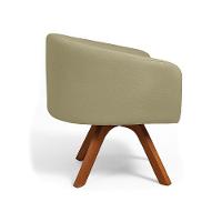 Poltrona Sala Base Giratória Madeira Arielle Bouclê D03 - D'rossi Pistache - 5