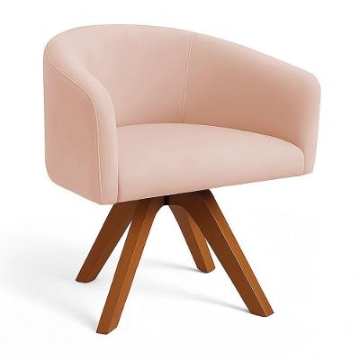 Poltrona Sala Base Giratória Madeira Arielle Veludo D03 - D'rossi Rose