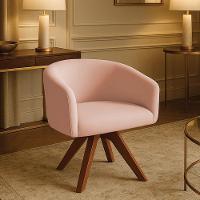 Poltrona Sala Base Giratória Madeira Arielle Veludo D03 - D'rossi Rose - 2