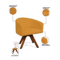 Poltrona Sala Base Giratória Madeira Arielle Bouclê D03 - D'rossi Mostarda - 3