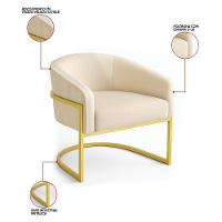 Poltrona Sala Industrial Dourada Arielle Veludo Cotelê Bege D03 - D'rossi - 3