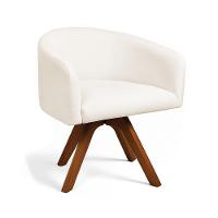 Poltrona Sala Base Giratória Madeira Arielle Bouclê D03 - D'rossi Off White - 2