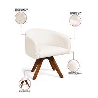 Poltrona Sala Base Giratória Madeira Arielle Bouclê D03 - D'rossi Off White - 3