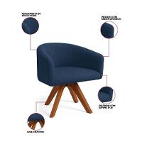 Poltrona Sala Base Giratória Madeira Arielle Suede D03 - D'rossi Azul Marinho - 3