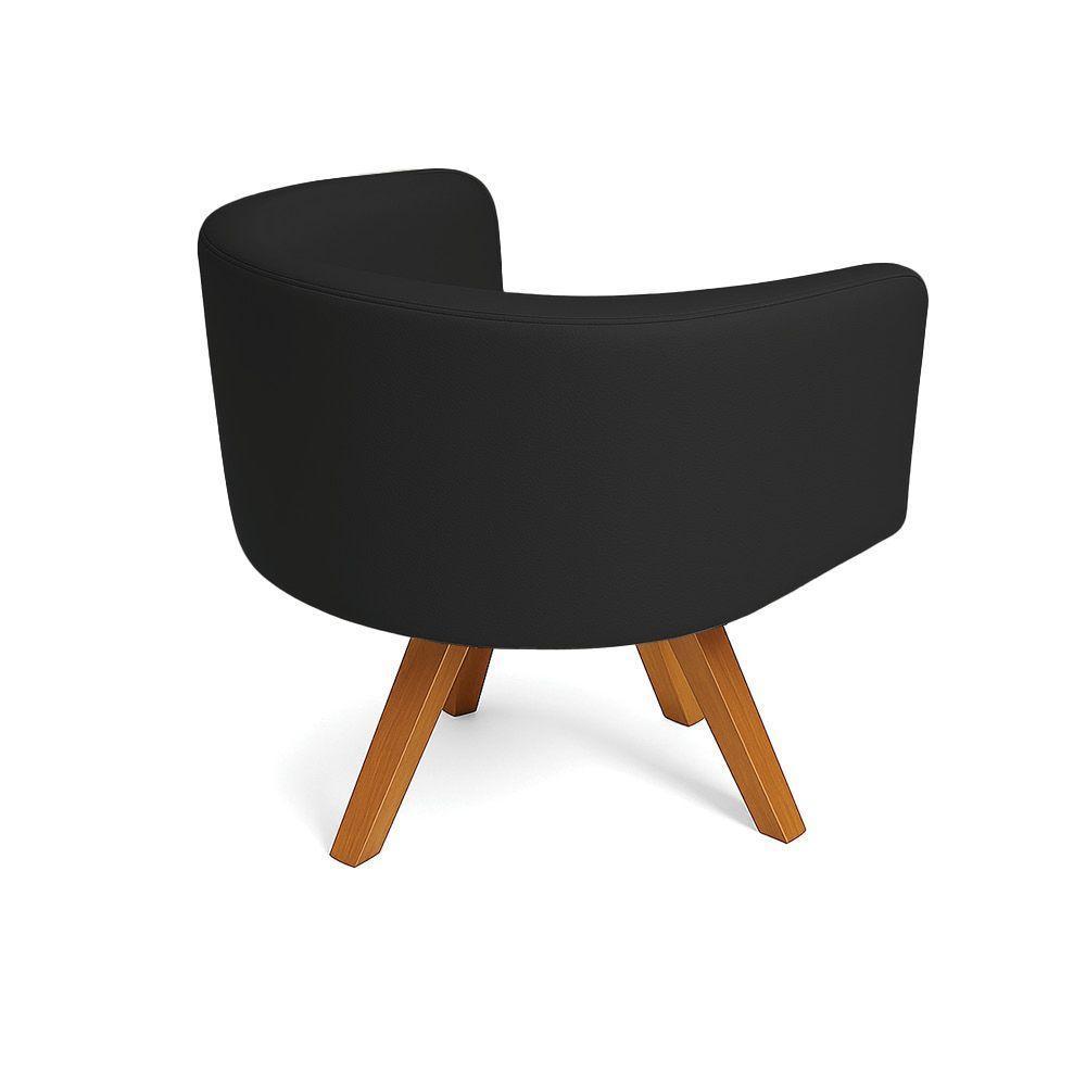 Poltrona Sala Base Giratória Madeira Arielle Sintético D03 - D'rossi Preto - 6