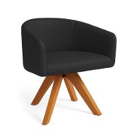 Poltrona Sala Base Giratória Madeira Arielle Sintético D03 - D'rossi Preto - 2