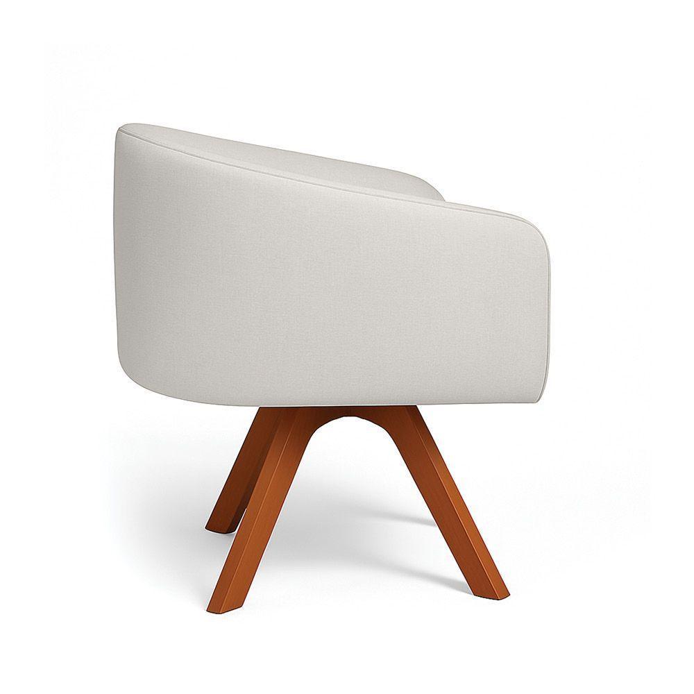 Poltrona Sala Base Giratória Madeira Arielle Linho Cinza D03 - D'rossi - 5