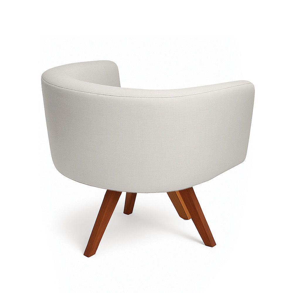 Poltrona Sala Base Giratória Madeira Arielle Linho Cinza D03 - D'rossi - 6