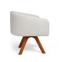 Poltrona Sala Base Giratória Madeira Arielle Linho Cinza D03 - D'rossi - 5