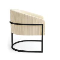 Poltrona Sala Industrial Preto Arielle Veludo Cotelê D03 - D'rossi Bege - 5