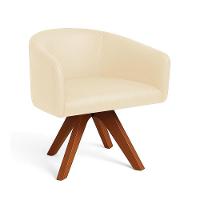 Poltrona Sala Base Giratória Madeira Arielle Sintético Pu Bege D03 - D'rossi - 2