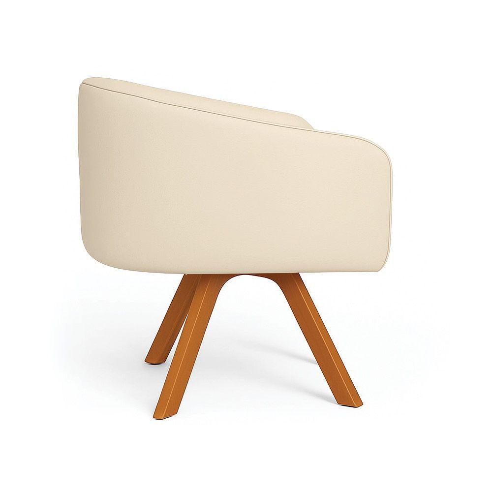 Poltrona Sala Base Giratória Madeira Arielle Sintético D03 - D'rossi Bege - 5