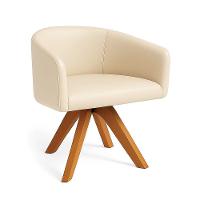 Poltrona Sala Base Giratória Madeira Arielle Sintético D03 - D'rossi Bege - 2